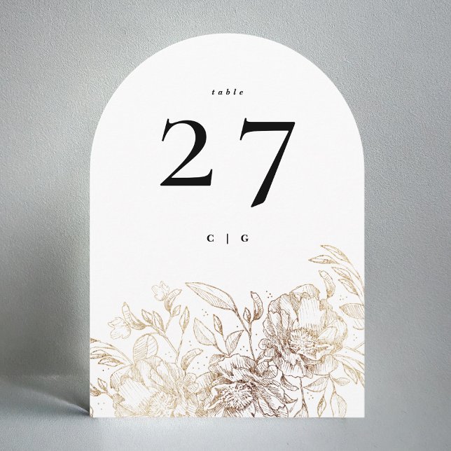 Elegant Gold Botanical Wedding Arch Table Number (Creator Uploaded)