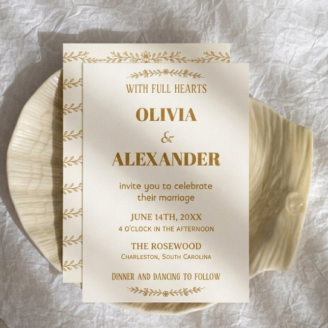 Elegant Gold Botanical Wedding Invitation (Creator Uploaded)