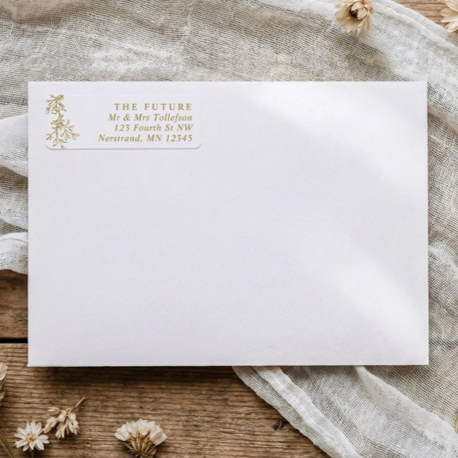 Elegant Gold Botanical Wedding Return Address Label (Elegant gold botanical wedding or engagement return address labels)