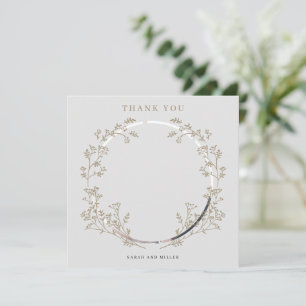Elegant Gold Botanical Wreath Photo Thank You
