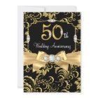 Elegant Gold Bow black Diamond 50th Anniversary