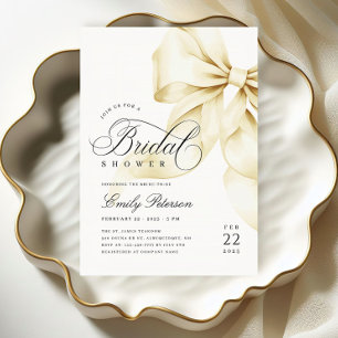 Elegant Gold Bow Bridal Shower Invitation