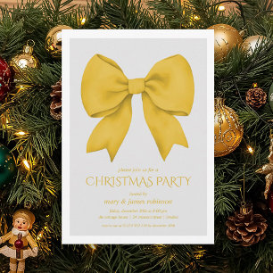 Elegant Gold Bow Christmas Holiday Party Invitation