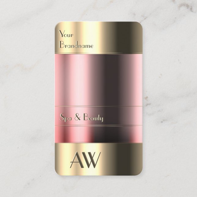 Elegant Gold Box with Glass Optics and Monogram Business Card (Front)