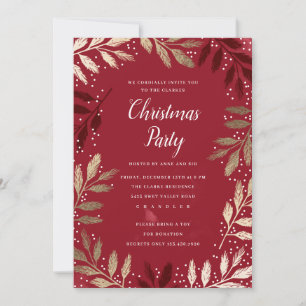 Elegant Gold Branch Foliage Christmas Party Invitation