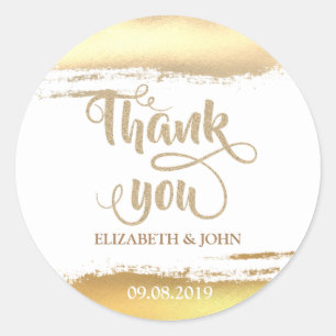 Elegant Gold Brash Stroke  Wedding Sticker