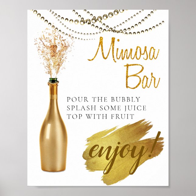 Elegant Gold Bridal Brunch Mimosa Bar Sign (Front)