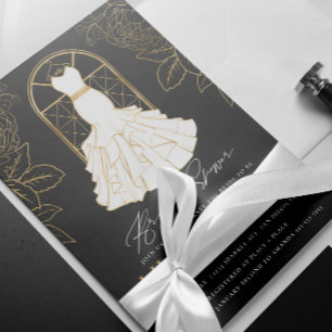 Elegant Gold Bridal Dress Bridal Shower Invitation