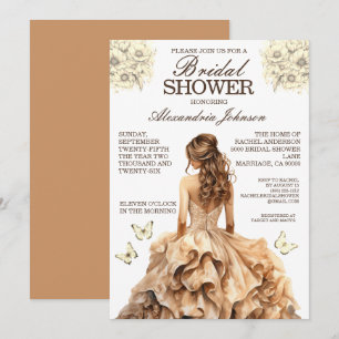 Elegant Gold Bridal Shower Fancy Dress Invitations