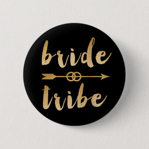 elegant gold bride tribe arrow wedding rings 6 cm round badge