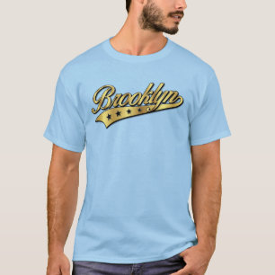 Elegant Gold Brooklyn Swoosh Logo Design T-Shirt