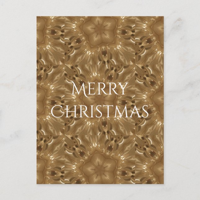 Elegant Gold Brown Christmas Kaleidoscope Star Holiday Postcard (Front)