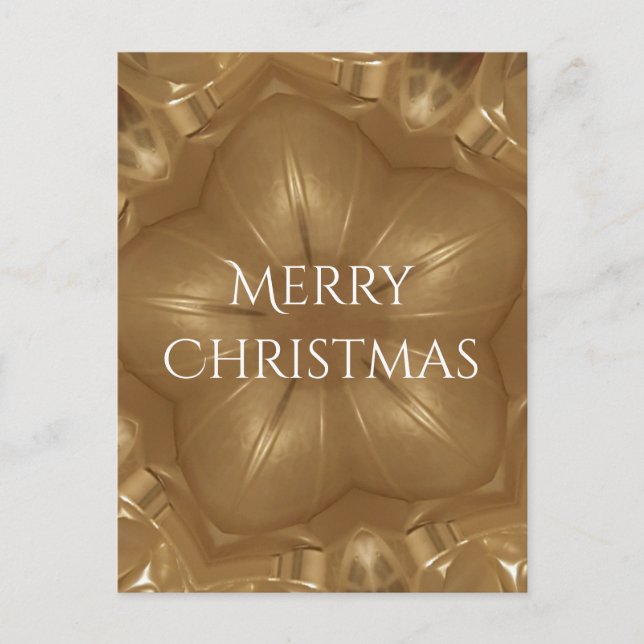 Elegant Gold Brown Christmas Kaleidoscope Star Holiday Postcard (Front)