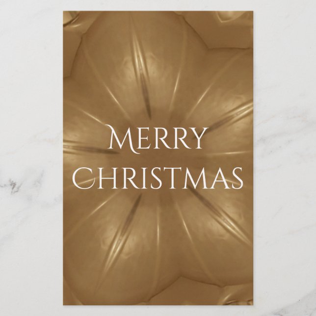 Elegant Gold Brown Christmas Kaleidoscope Star Stationery (Front)