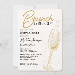 Elegant Gold Brunch & Bubbly Bridal Shower Invitation