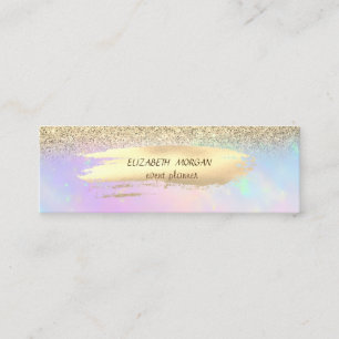 Elegant Gold Brush Stroke,Gold Glitter Holographic Mini Business Card