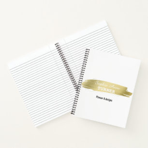 Elegant Gold Brush Stroke Professional Planner Notebook