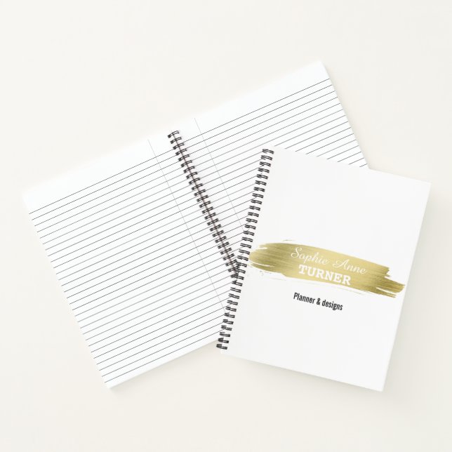 Elegant Gold Brush Stroke Professional Planner Notebook (Inside)