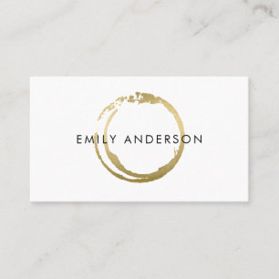 ELEGANT GOLD BRUSH STROKE STAIN CIRCLE MARK LOGO BUSINESS CARD