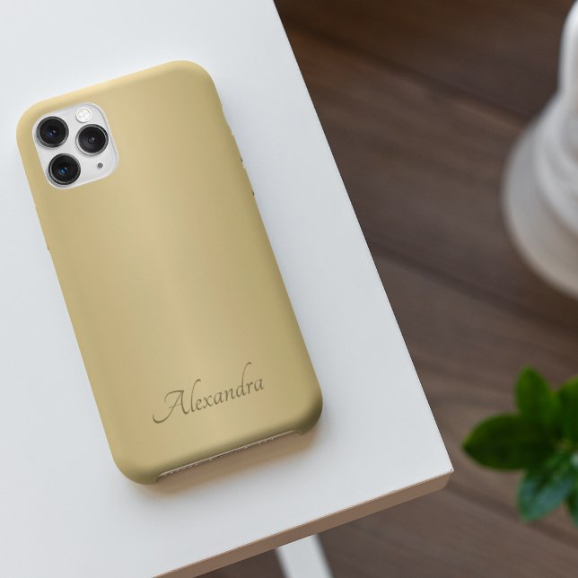 Elegant Gold Brushed Metal Name iPhone Case (Creator Uploaded)