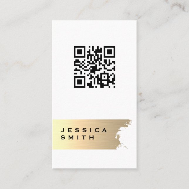 Elegant Gold Brushed | QR Label Scan Business Card (Front)