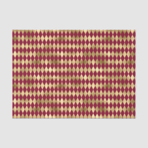 Elegant Gold Burgundy Diamond Pattern Tissue Paper