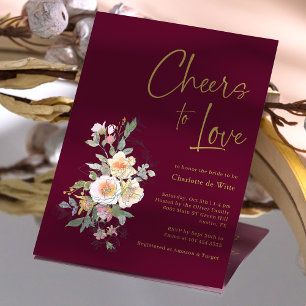 Elegant Gold Burgundy Floral Bridal Shower Invitation