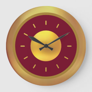 Elegant Gold & Burgundy Large Clock