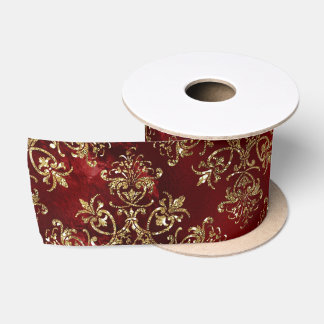Elegant Gold Burgundy Satin Ribbon