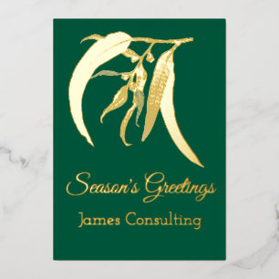 Elegant Gold Business Botanical Christmas Foil Holiday Card
