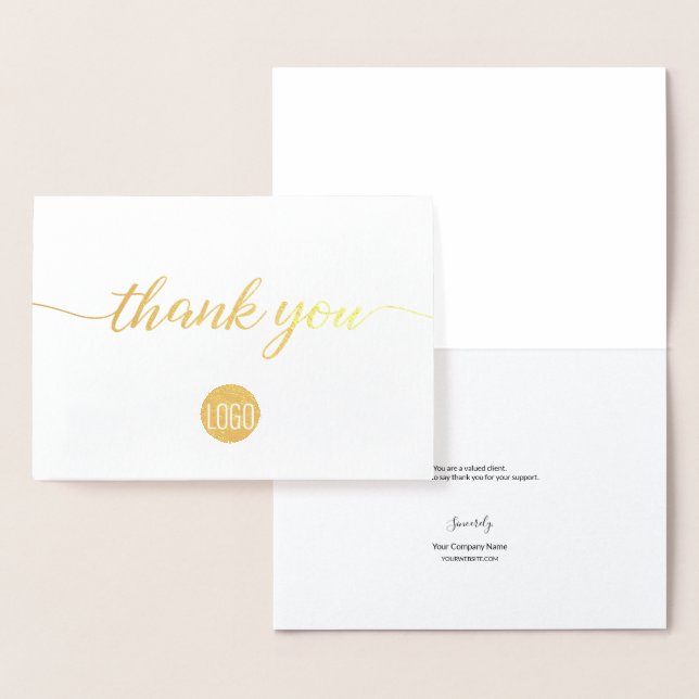 Elegant Gold Business logo Thank you Foil Card (Display)
