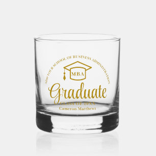 Elegant Gold Business School Graduation MBA Whiskey Glass