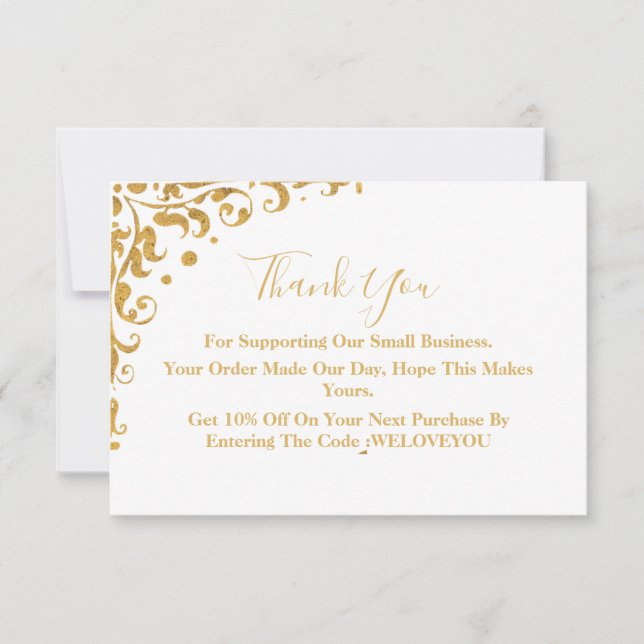 Elegant Gold Business Thank You Card (Front)