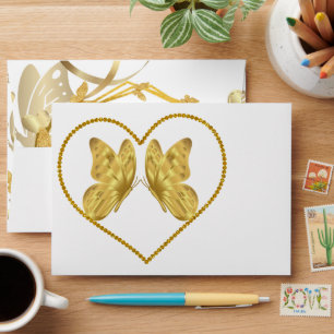 Elegant gold butterfly envelope
