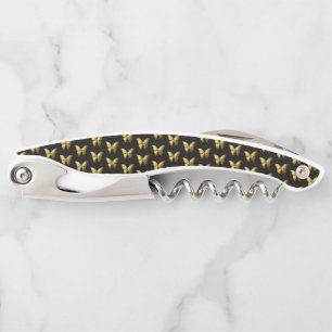 Elegant Gold Butterfly Pattern Corkscrew