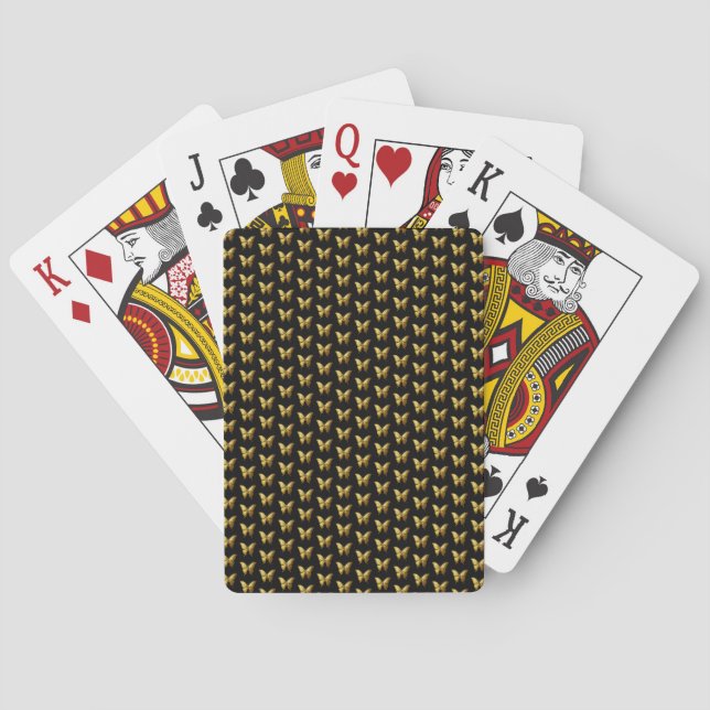 Elegant Gold Butterfly Pattern Playing Cards (Back)