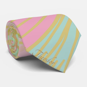 Elegant Gold Butterfly Pink Violet Background Tie