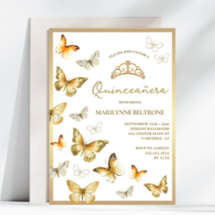 Elegant Gold Butterfly Quinceañera Invitation