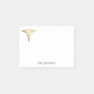 Elegant Gold Caduceus Doctor Monogram Name 4x3 Post-it Notes