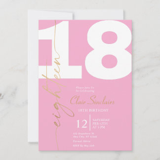 Elegant Gold Calligraphy 18th Birthday Party Invit Invitation
