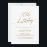 Elegant Gold Calligraphy 30th Birthday Invitation<br><div class="desc">This elegant gold calligraphy 30th birthday invitation is perfect for a simple birthday party. The neutral design features a minimalist card decorated with romantic and whimsical faux gold foil typography. Please Note: This design does not feature real gold foil. It is a high quality graphic made to look like gold...</div>