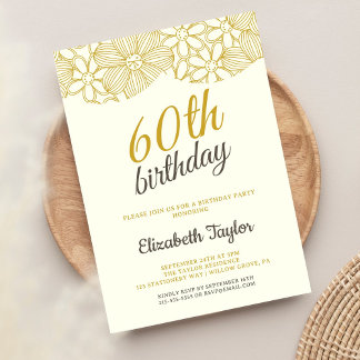 Elegant Gold Calligraphy 60th Birthday Invitation