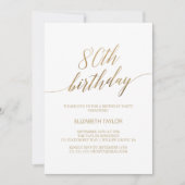 Elegant Gold Calligraphy 80th Birthday Invitation (Front)