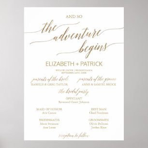 Elegant Gold Calligraphy Adventure Wedding Program Poster