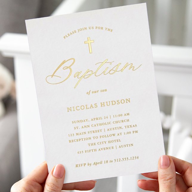 Elegant Gold Calligraphy and Cross | Baptism (Creator Uploaded)