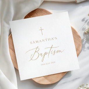 Elegant Gold Calligraphy Baptism Napkin