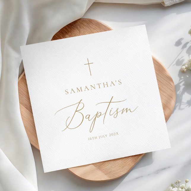 Elegant Gold Calligraphy Baptism Napkin (Creator Uploaded)
