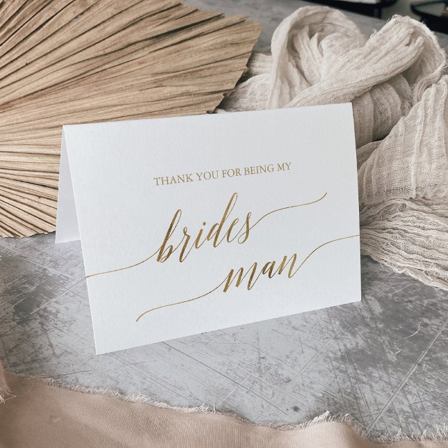 Elegant Gold Calligraphy Bridesman Thank You Card (Creator Uploaded)