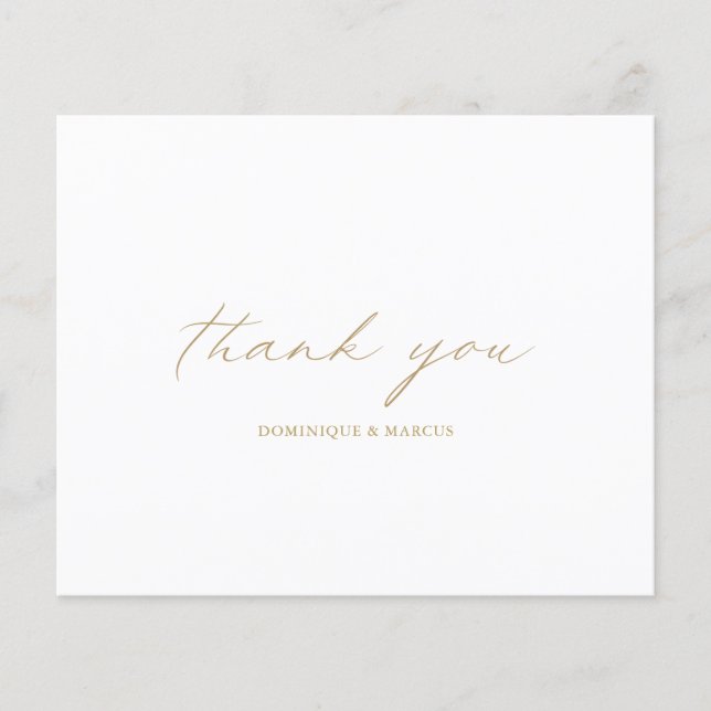 Elegant Gold Calligraphy Budget Wedding Thank You (Front)