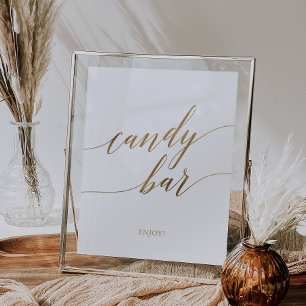 Elegant Gold Calligraphy Candy Bar Sign